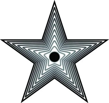 Concentric Five Point Star with Monochrome Radiating Lines Stock Illustration