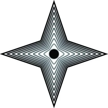 Concentric Four-Point Star with Monochrome Layered Lines 库存插图