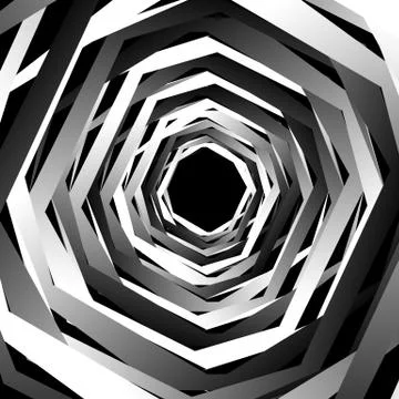 Concentric geometric hexagons / octagons. Abstract monochrome pattern. Stock Illustration