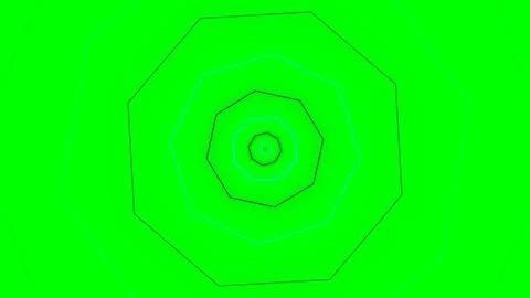 Concentric geometric octagon shapes forming a tunnel on a vivid green backg.. Stock Footage 340266699
