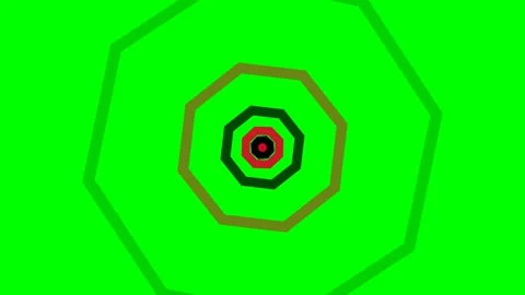 Concentric geometric octagons forming a tunnel effect on a vivid green back.. Stock Footage 340903180