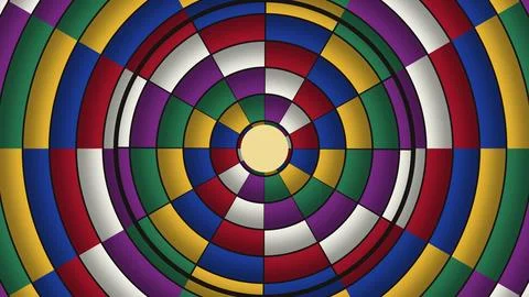 Concentric geometric pattern with vibrant colors radiating outward in circu.. Stock Illustration