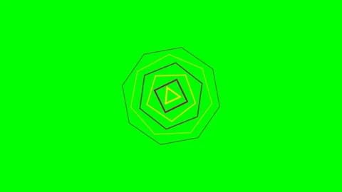 Concentric geometric shapes forming a tunnel on a vivid green background Stock Footage 340905146