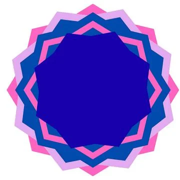 Concentric geometric starburst pattern in shades of blue and pink Stock Illustration