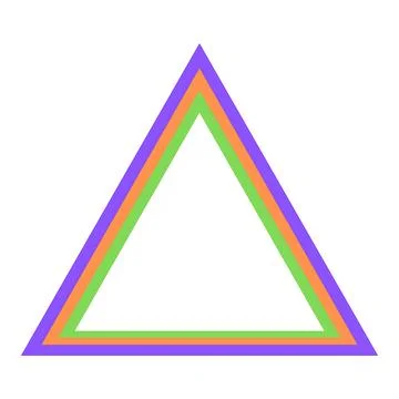 Concentric geometric triangle outline with vibrant gradient colors on white.. Illustrazione stock