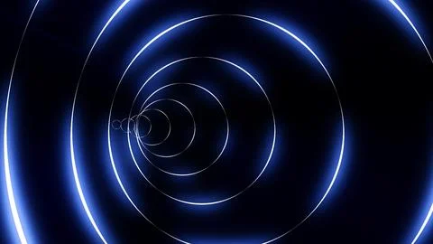 Concentric glowing blue rings forming a tunnel イラスト素材