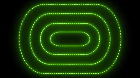 Concentric, glowing green dashed rounded rectangles expand outward against .. 스톡 동영상 337570749
