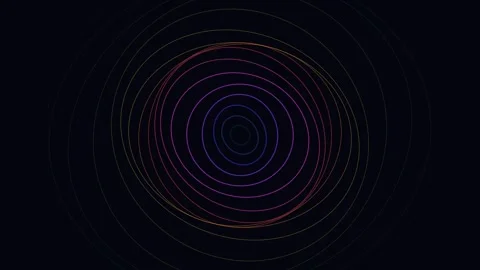 Concentric glowing neon rings forming a mesmerizing abstract tunnel effect Video stock 335117699