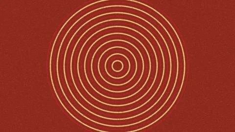 Concentric gold circles pattern on deep red background Stock Illustration