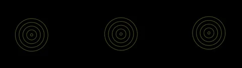 Concentric golden thin circles expanding from center against black backgrou.. Vidéo 334045945