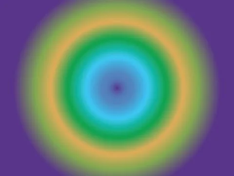 Concentric gradient circles in blue, green, orange, and purple 库存插图