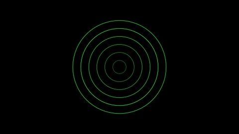 Concentric green circles expanding dynamically on dark backdrop, creating a.. Vidéo 332158412