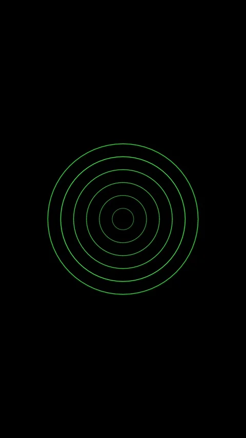 Concentric green circles expanding outwards on black background showing mot.. 库存影片 332880132