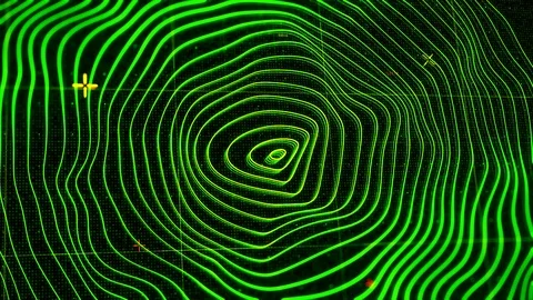 Concentric green rings moving on the black screen background. Animation Stock-Footage 121875751