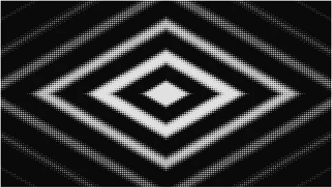 Concentric halftone diamond pattern pulsating in black and white Stock Footage 345630927