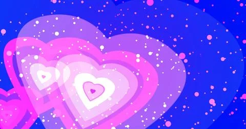 Concentric hearts exploding cute loving bg.Valentine's Day heart nubes with.. Illustrazione stock