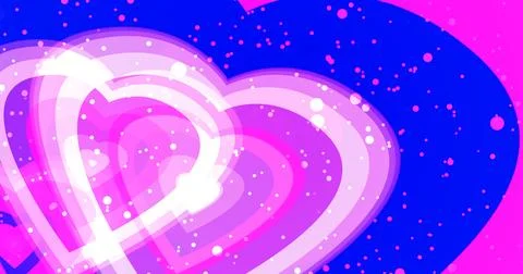 Concentric hearts exploding cute loving bg.Valentine's Day heart nubes with.. Stock Illustration