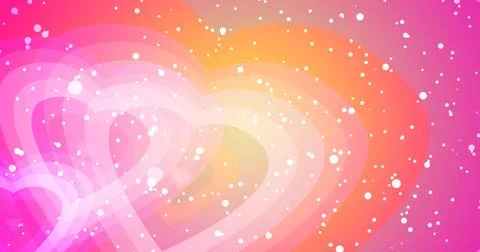 Concentric hearts exploding cute loving bg.Valentine's Day heart nubes with.. Stock Illustration