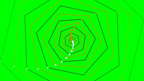 Concentric heptagonal shapes forming an abstract vortex on a bright green b.. Stock Footage 340265085