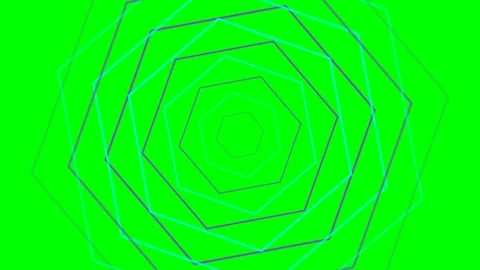 Concentric hexagonal lines forming a geometric tunnel on a green background 動画素材 340904740
