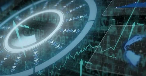 Concentric HUD ring responding to data pulse, rotating and pulsing while driving Stock Illustration