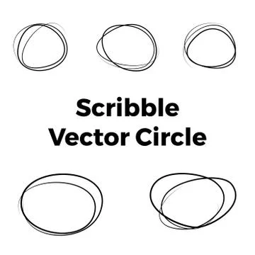 Concentric irregular circles, circular element with random scribble, sketchy  Stock Illustration