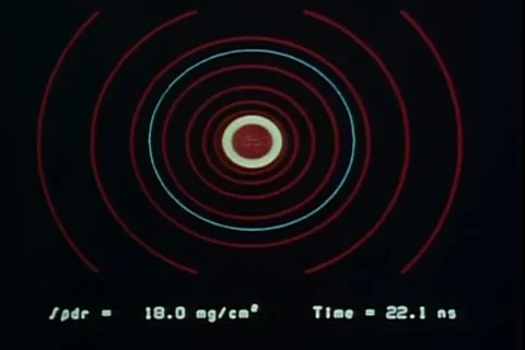 Concentric light circles showing nuclear fusion energy - 1979 Stock Footage 117670394