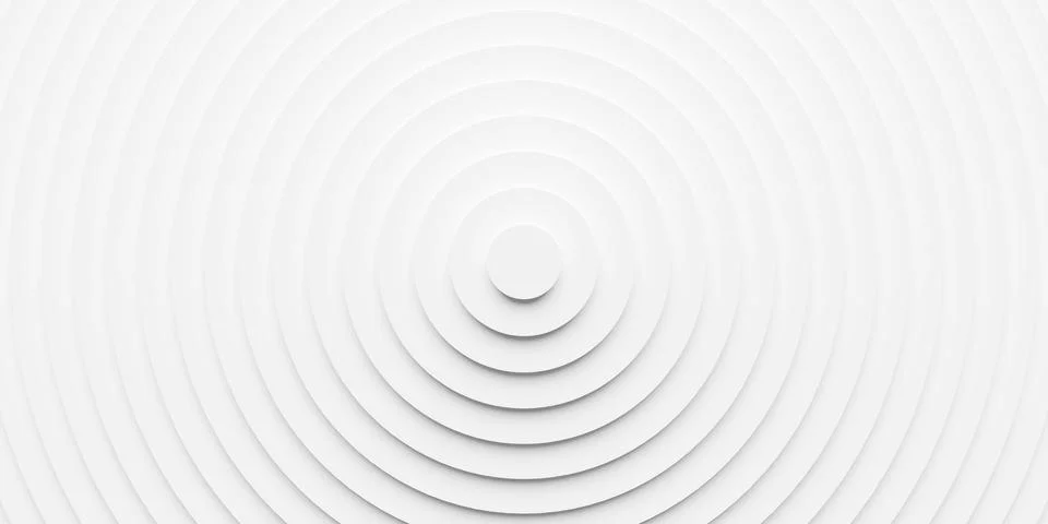 Concentric linear increasing offset white rings or circles steps background w Stock Illustration