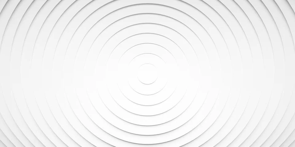 Concentric linear offset white rings or circles steps lit from top background Stock Illustration