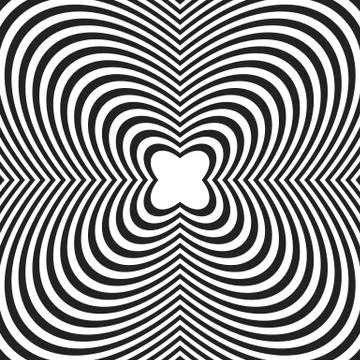 Concentric lines with distortion. Radial lines, radiating pattern with deform Illustrazione stock