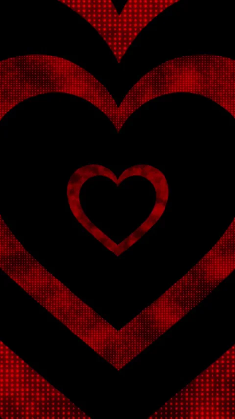 Concentric love hearts background bright red dot texture dramatic dark center. r Stock Footage 340417232