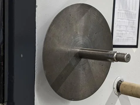 Concentric Machining Marks Cast Shadows Effectively. Workshop Setting With .. Stock Photos