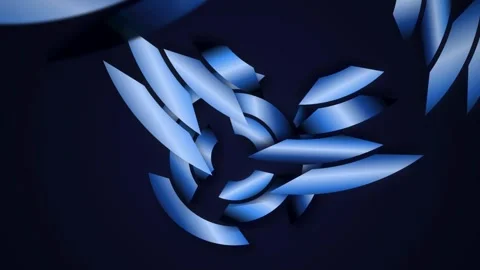 Concentric metallic blue blades rotate in a seamless loop 스톡 동영상 343114730
