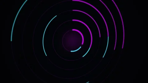 Concentric neon circles expanding outward during a dark abstract motion bac.. Stock Footage 340912935