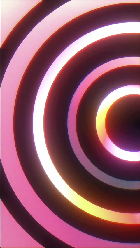 Concentric Neon Rings Rotating with Colorful Prism Gradient Stock Footage 340453042