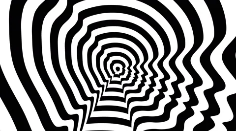 Concentric oncoming abstract symbol, boy profile - optical, visual illusion Stock Footage 54288929