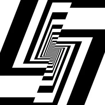 Concentric oncoming abstract symbol, rune Sol - optical, visual illusion Ilustração Stock
