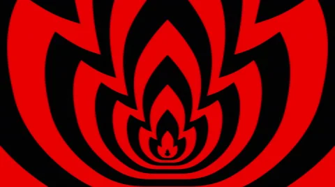 Concentric oncoming five symbols red-black flame Stock Footage 49393443