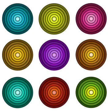 Concentric pipe shape in multiple colors over wite Stock Illustration