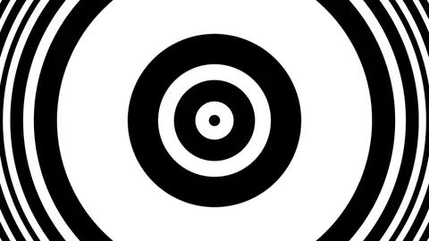 Concentric Pulse BW Circles Slow Hypnotic Abstract Motion Background Loop Stock Footage 76914382