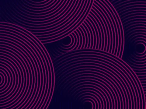 Concentric Purple Circles Abstract Pattern Background With Magenta Radial L.. Stockillustratie