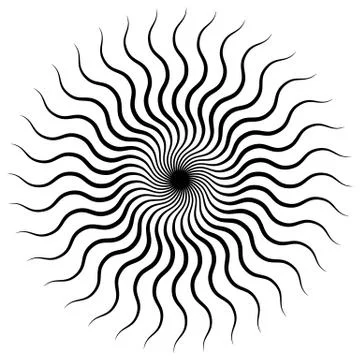 Concentric radial element. Radiating abstract geometric element Stock Illustration