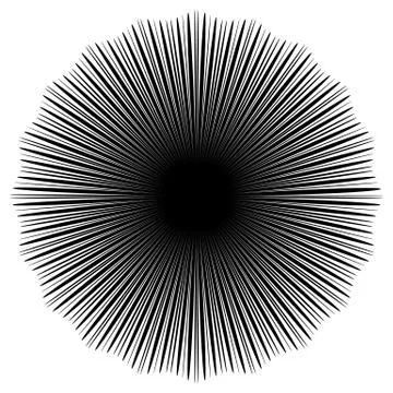 Concentric radial element. Radiating abstract geometric element Illustrazione stock