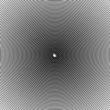 Concentric radiating circles abstract monochrome vector graphic. Stock Illustration