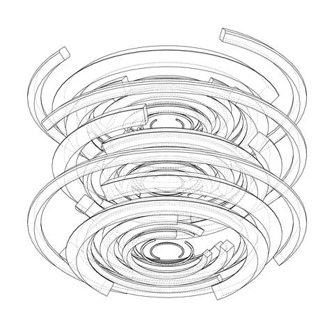 Concentric, radiating circles. Vector Stock Illustration