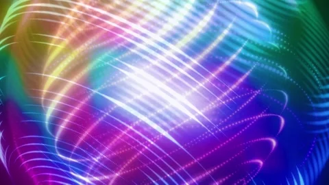 Concentric Rainbow Light Rings, 4K Futuristic Looping Abstract 3D Background Stock Footage 307417478