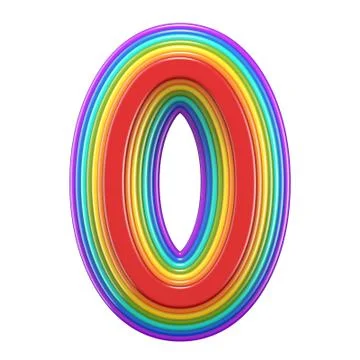 Concentric rainbow number 0 ZERO 3D イラスト素材
