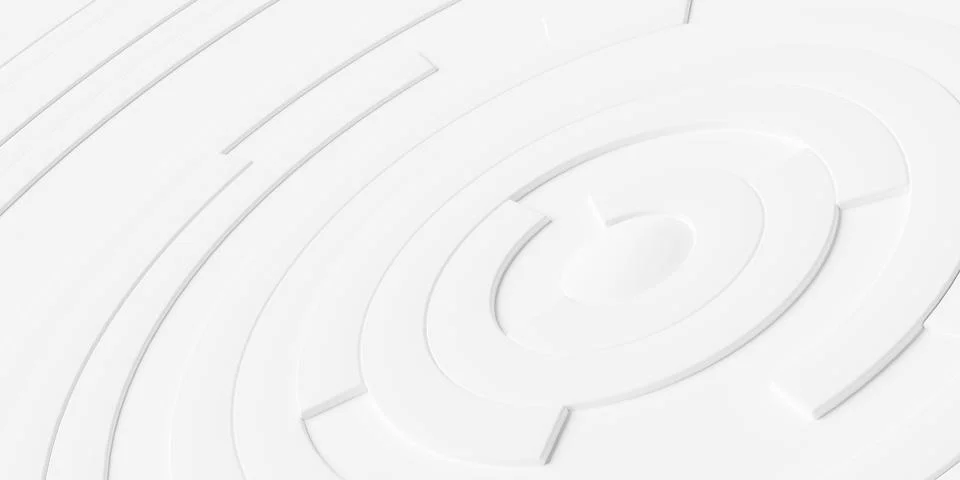 Concentric random rotated white ring or circle segments cut out background wa Stock Illustration