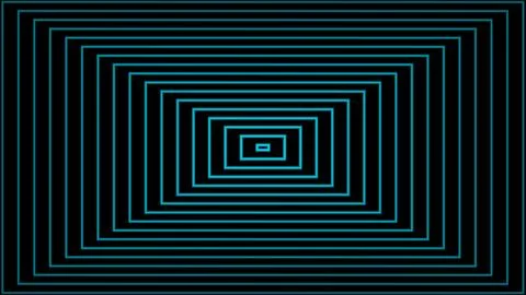 Concentric rectangle frames in cyan blue color forming deep tunnel perspect.. Stock Illustration