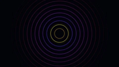 Concentric red and blue light rings radiating outward on a dark background Stock-Footage 335117693